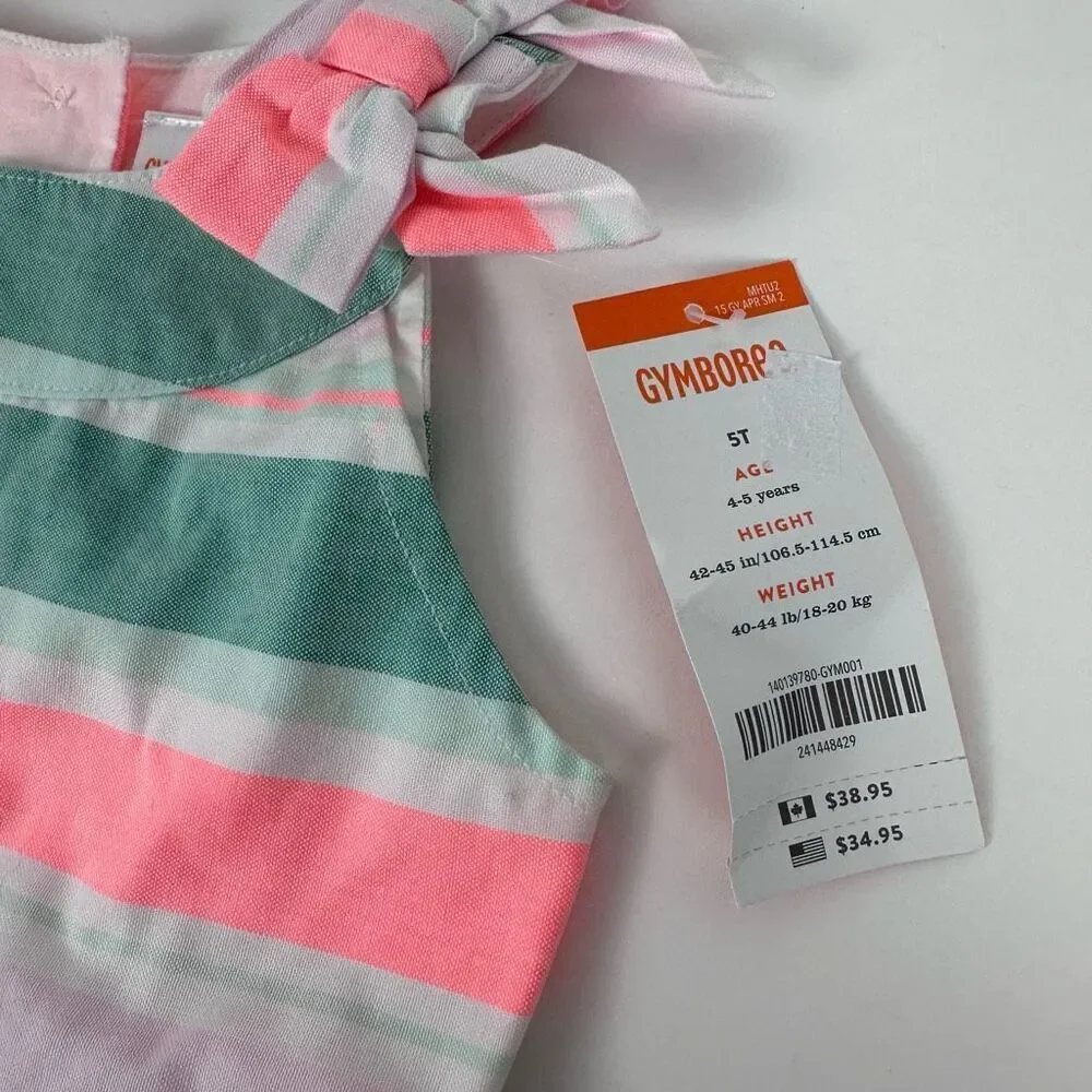 Gymboree Stripe Dress with Bows on the Shoulders size 5T NEW